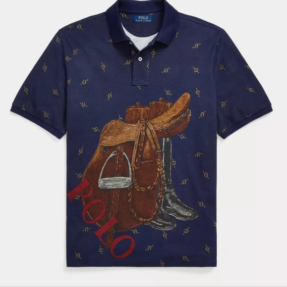 Polo Ralph Lauren Men's Classic-fit Saddle-print Mesh Polo Shirt In Newport Navy - Picture 3 of 16